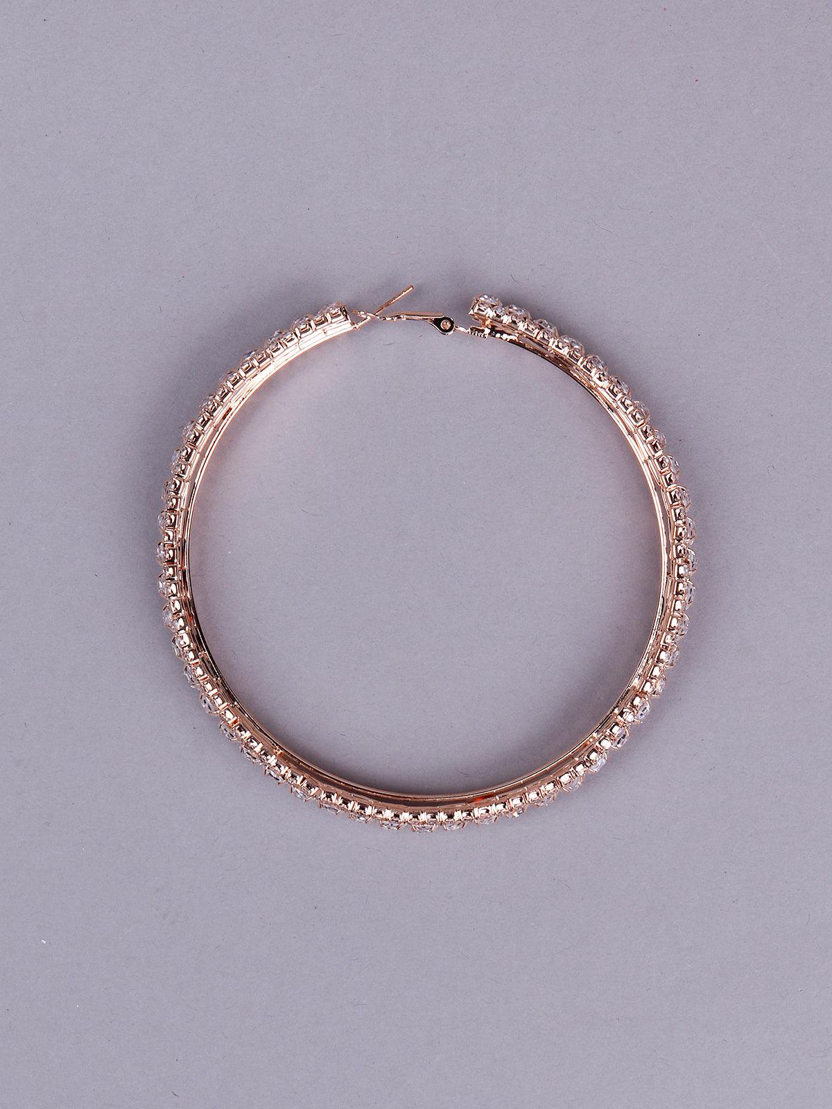 Women's Gold Tone Studded Hoop Earring