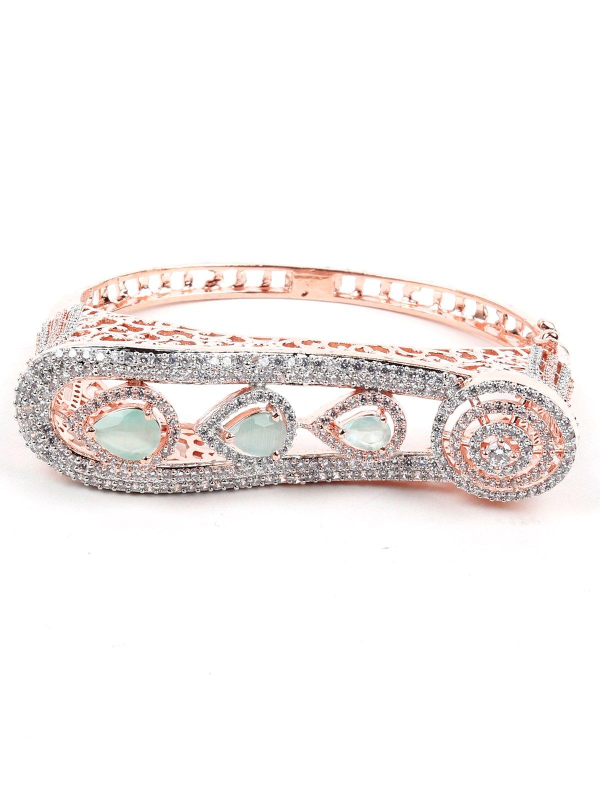 Women's Gold-Tone Studded Mint Green Bracele