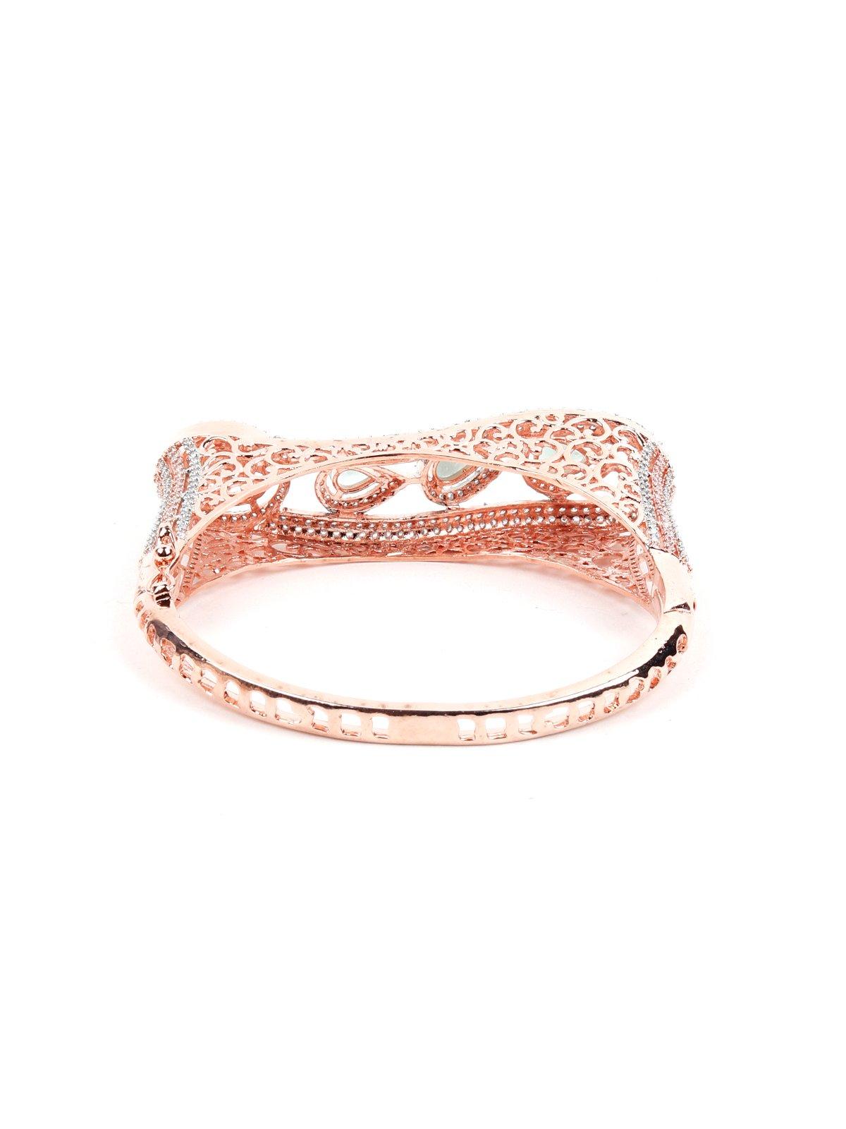 Women's Gold-Tone Studded Mint Green Bracele