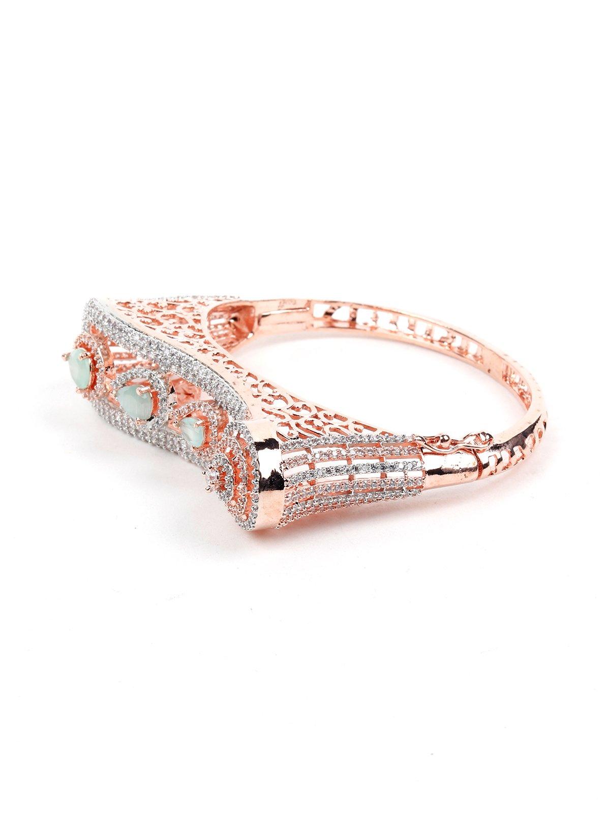 Women's Gold-Tone Studded Mint Green Bracele