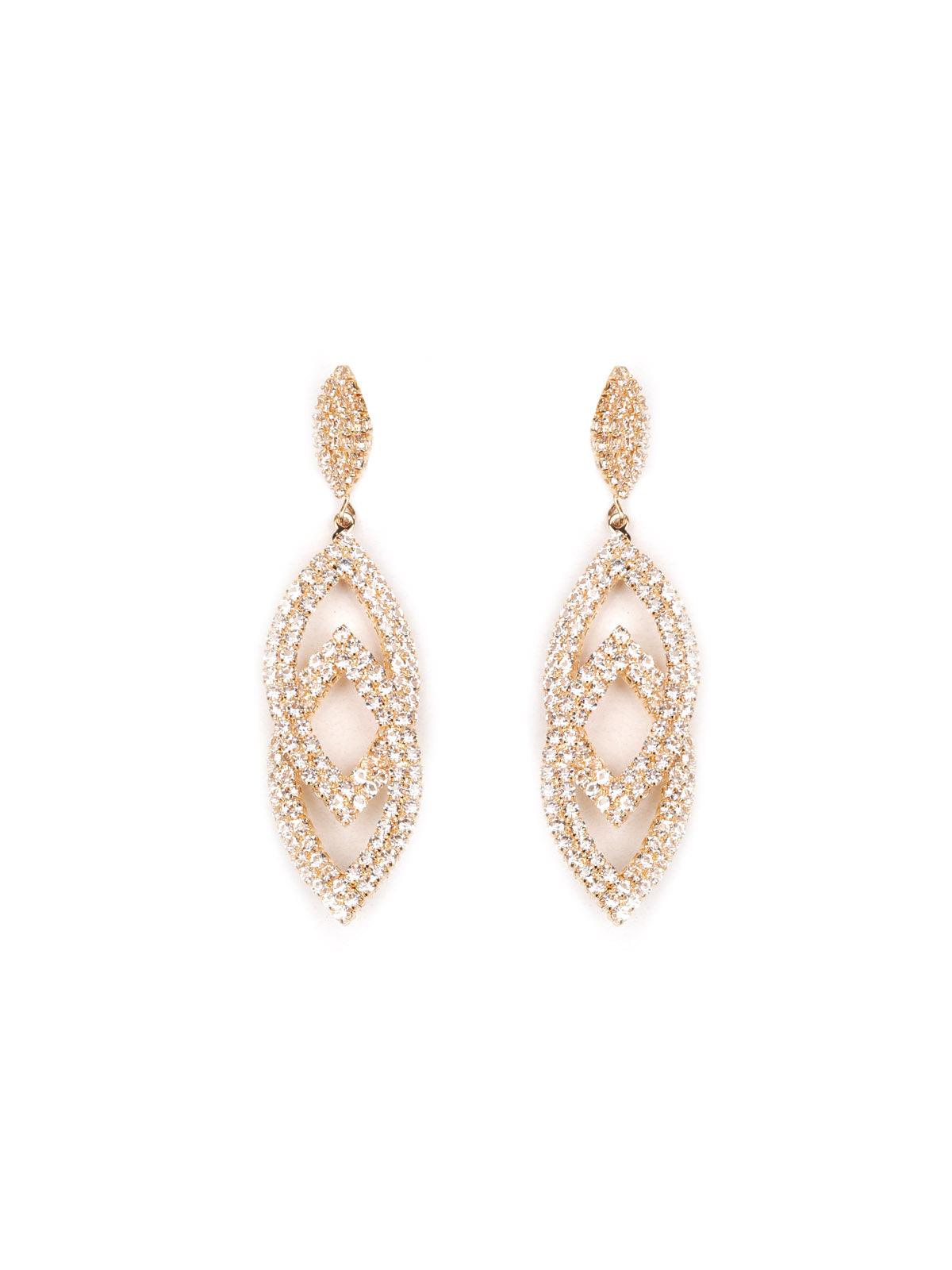 Women's Gold-Tone Studded Overlapping Gorgeous Statement Earring