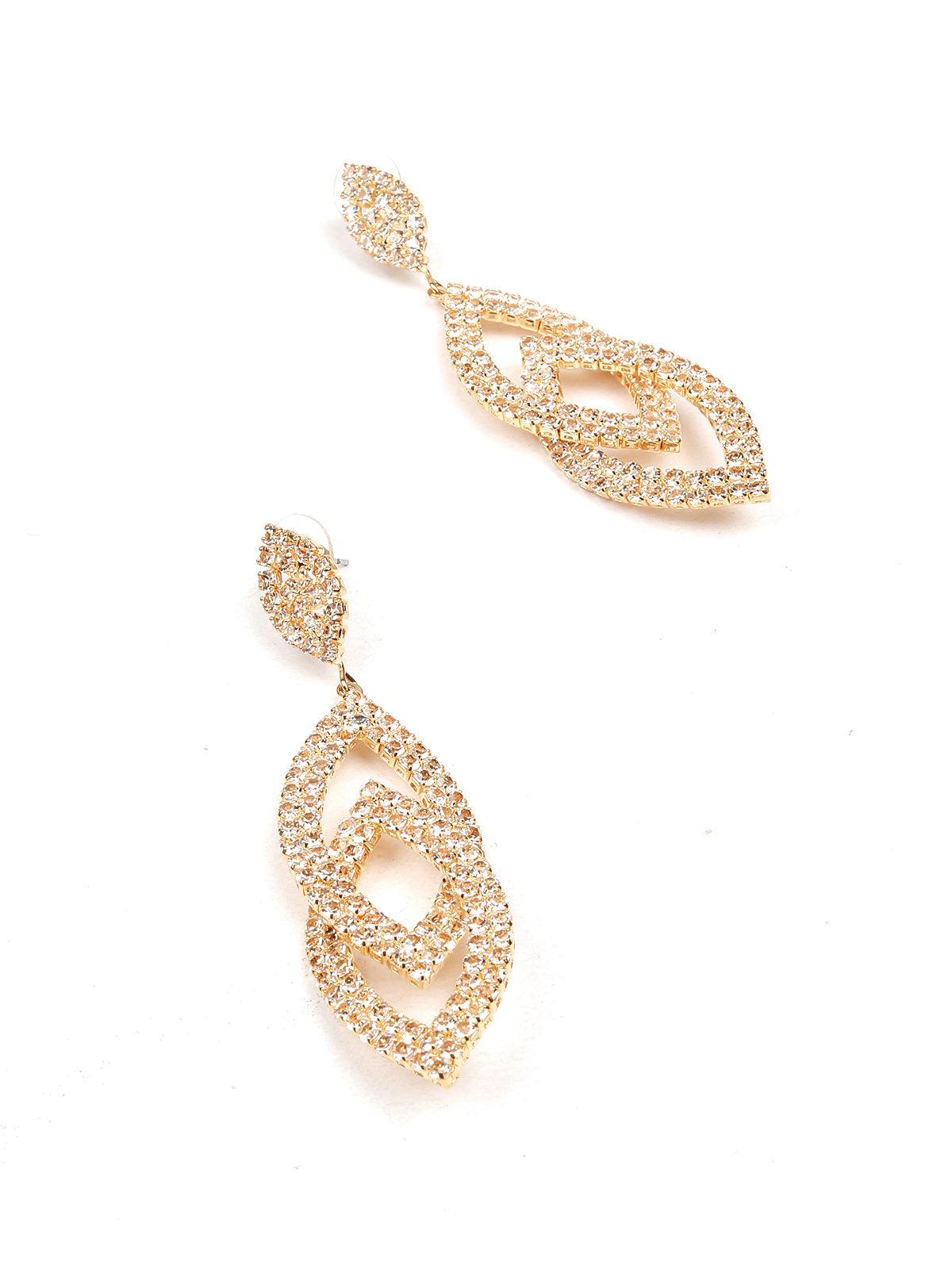 Women's Gold-Tone Studded Overlapping Gorgeous Statement Earring