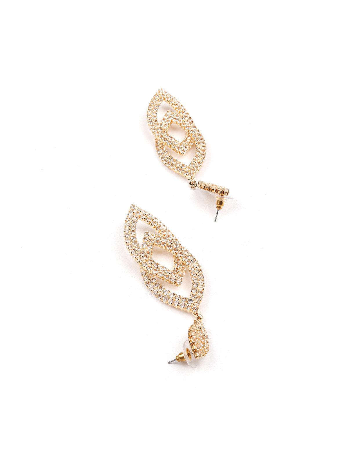 Women's Gold-Tone Studded Overlapping Gorgeous Statement Earring