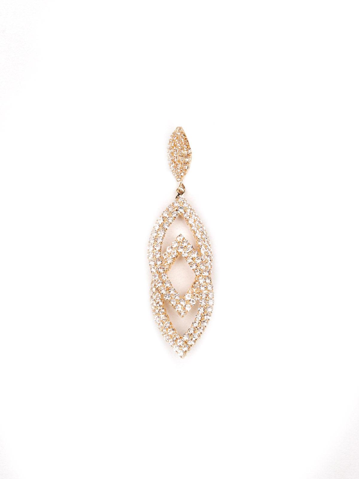 Women's Gold-Tone Studded Overlapping Gorgeous Statement Earring