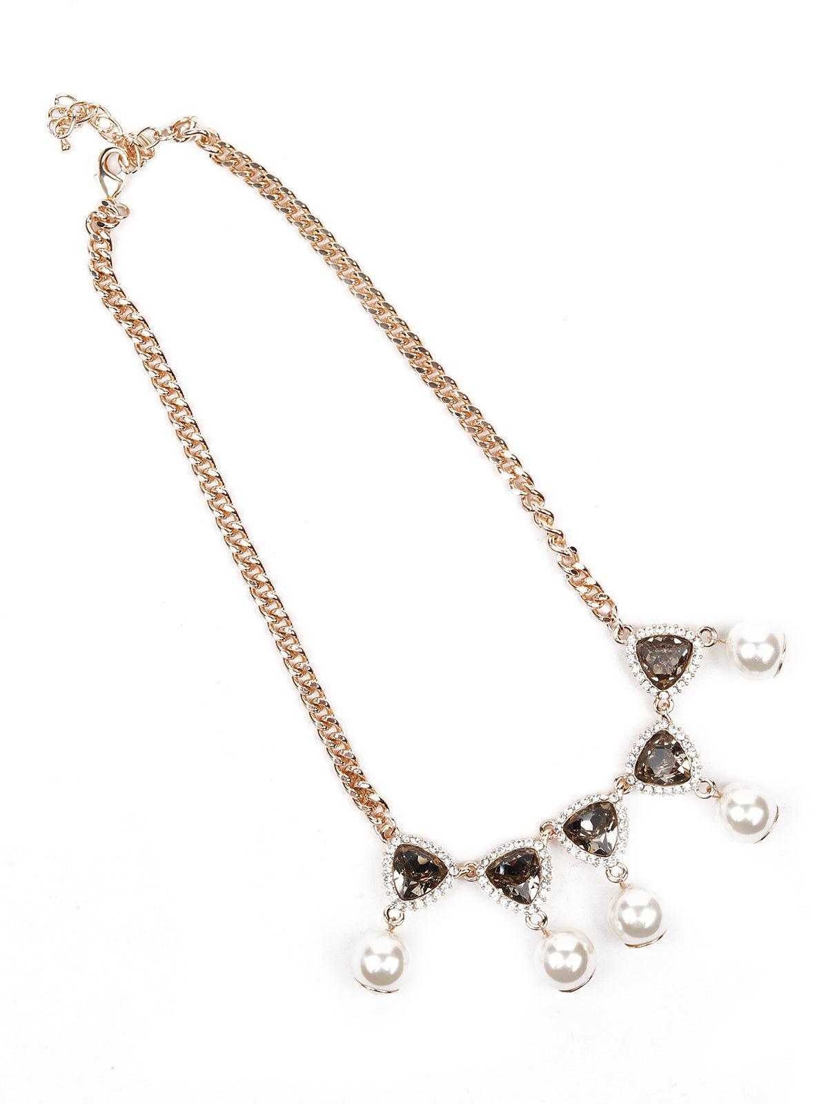 Women's Gold-Tone Textured Pearl Statement Necklac