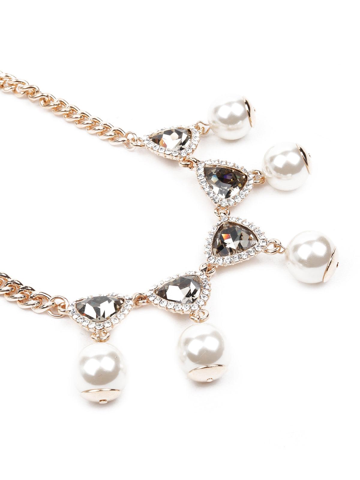 Women's Gold-Tone Textured Pearl Statement Necklac