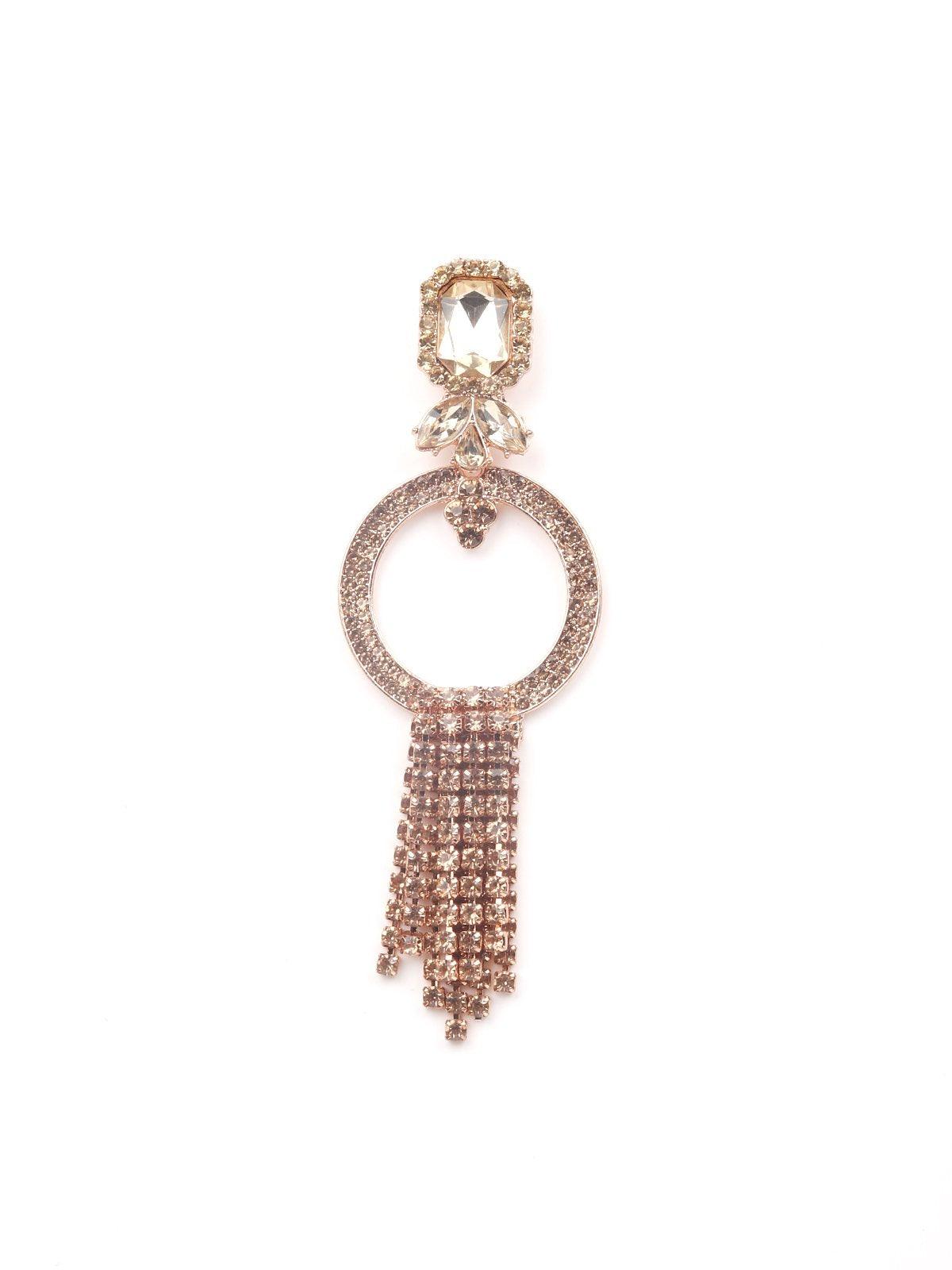 Women's Golden Beaded Hoops With Tassels Earring