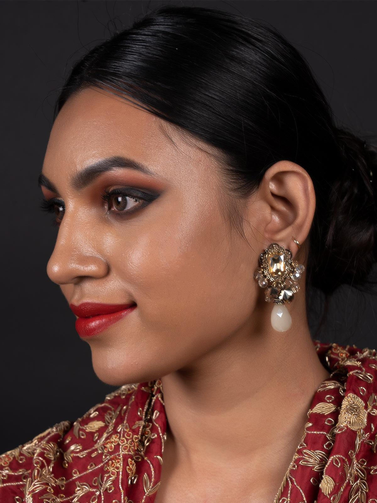 Women's Golden Mirror Shape Dangle Earring