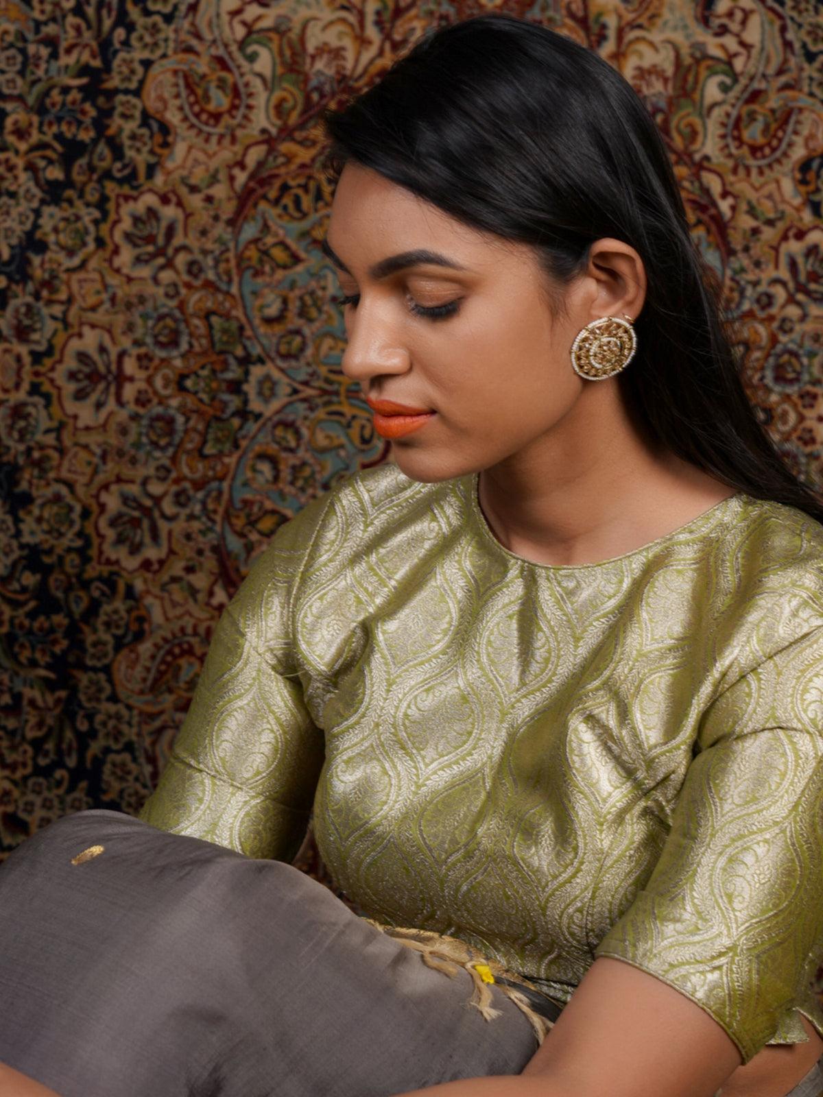 Women's Golden Round Ethnic Studs