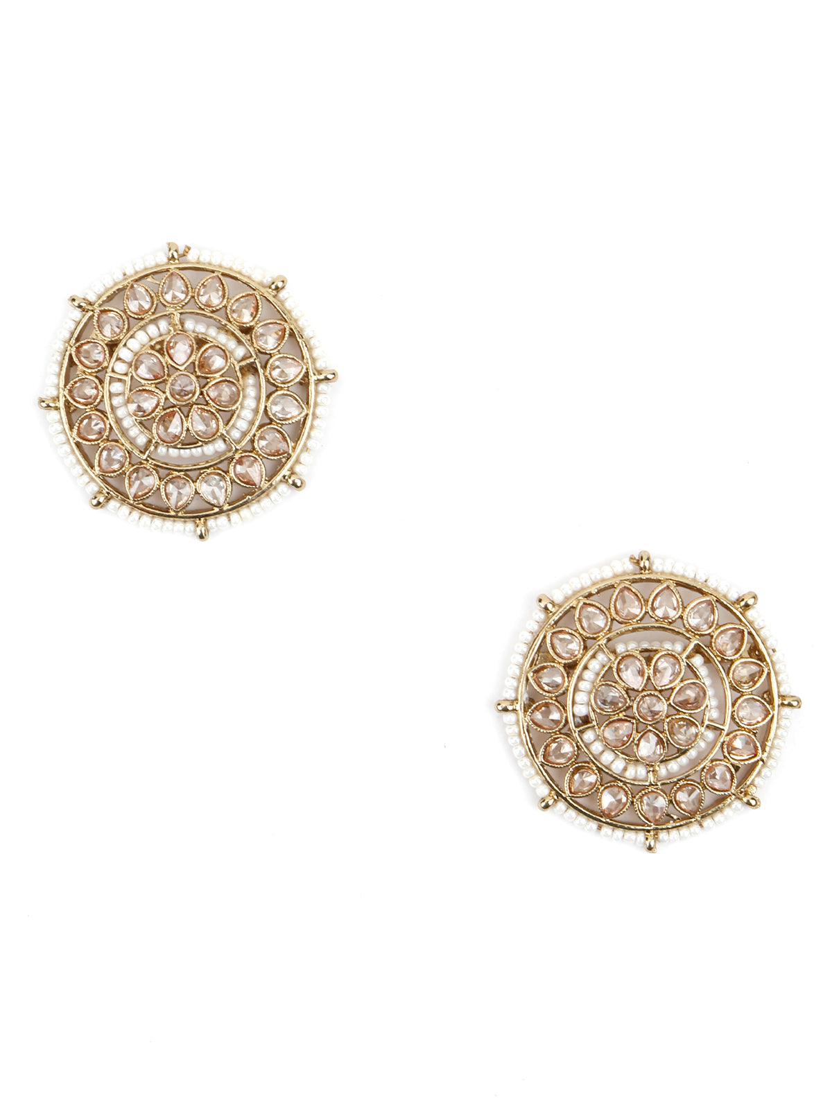 Women's Golden Round Ethnic Studs