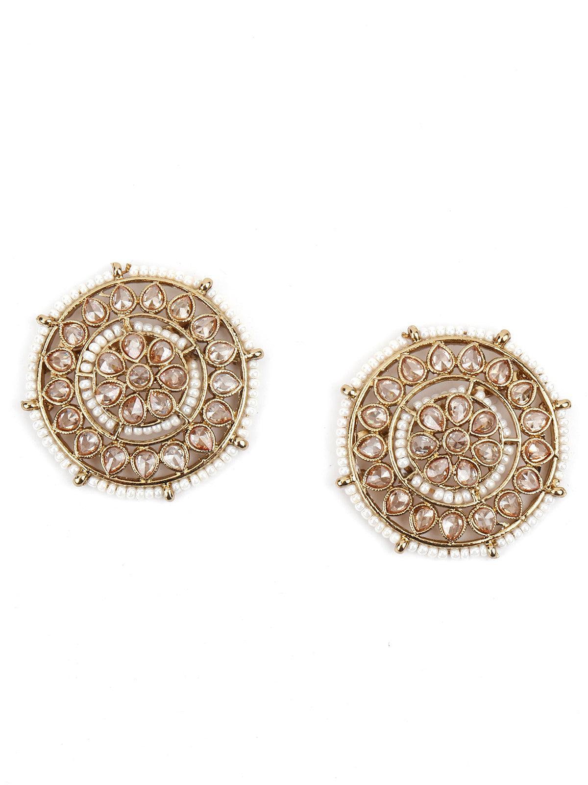 Women's Golden Round Ethnic Studs