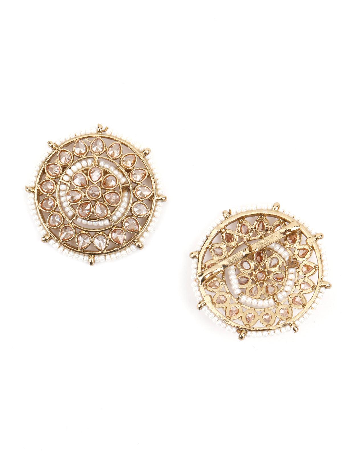 Women's Golden Round Ethnic Studs