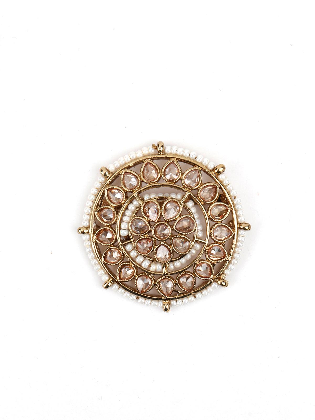 Women's Golden Round Ethnic Studs