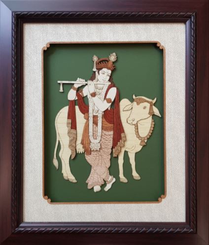 Gopal Krishna Decorative Frame – Handcrafted Wooden Devotional Wall Art
