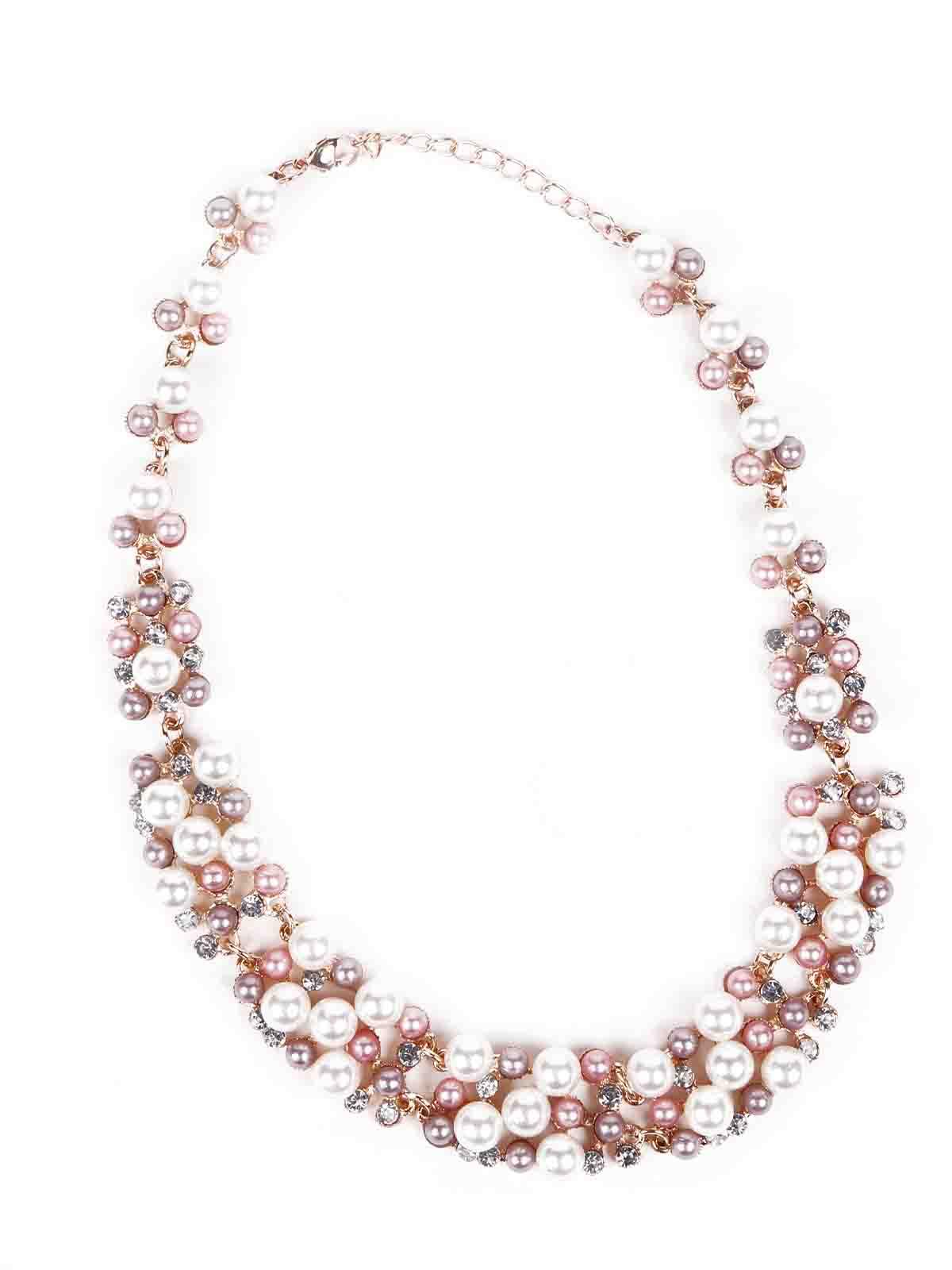 Women's Gorgeous Beaded Necklace - Rose Gold And Whit