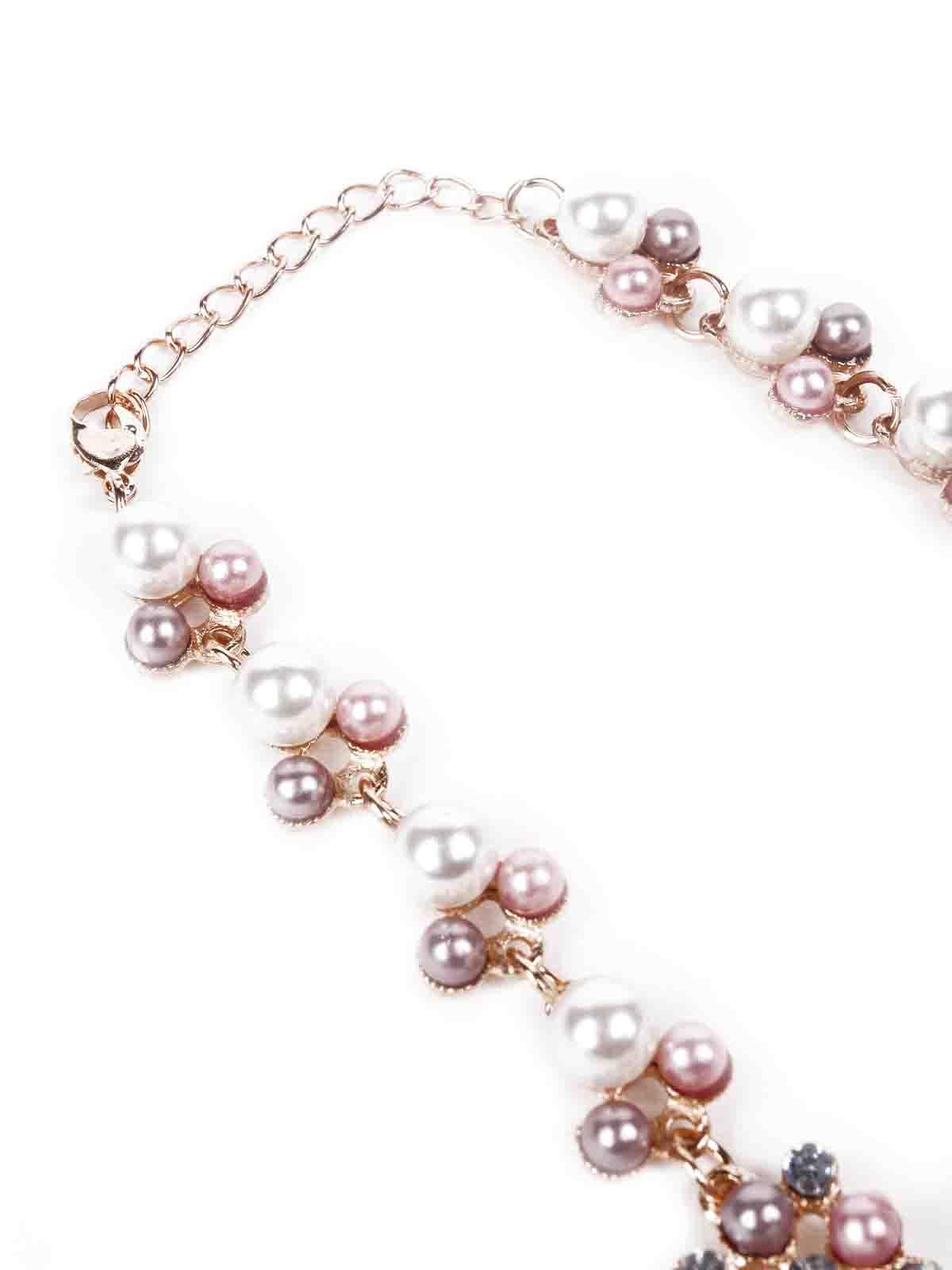Women's Gorgeous Beaded Necklace - Rose Gold And Whit