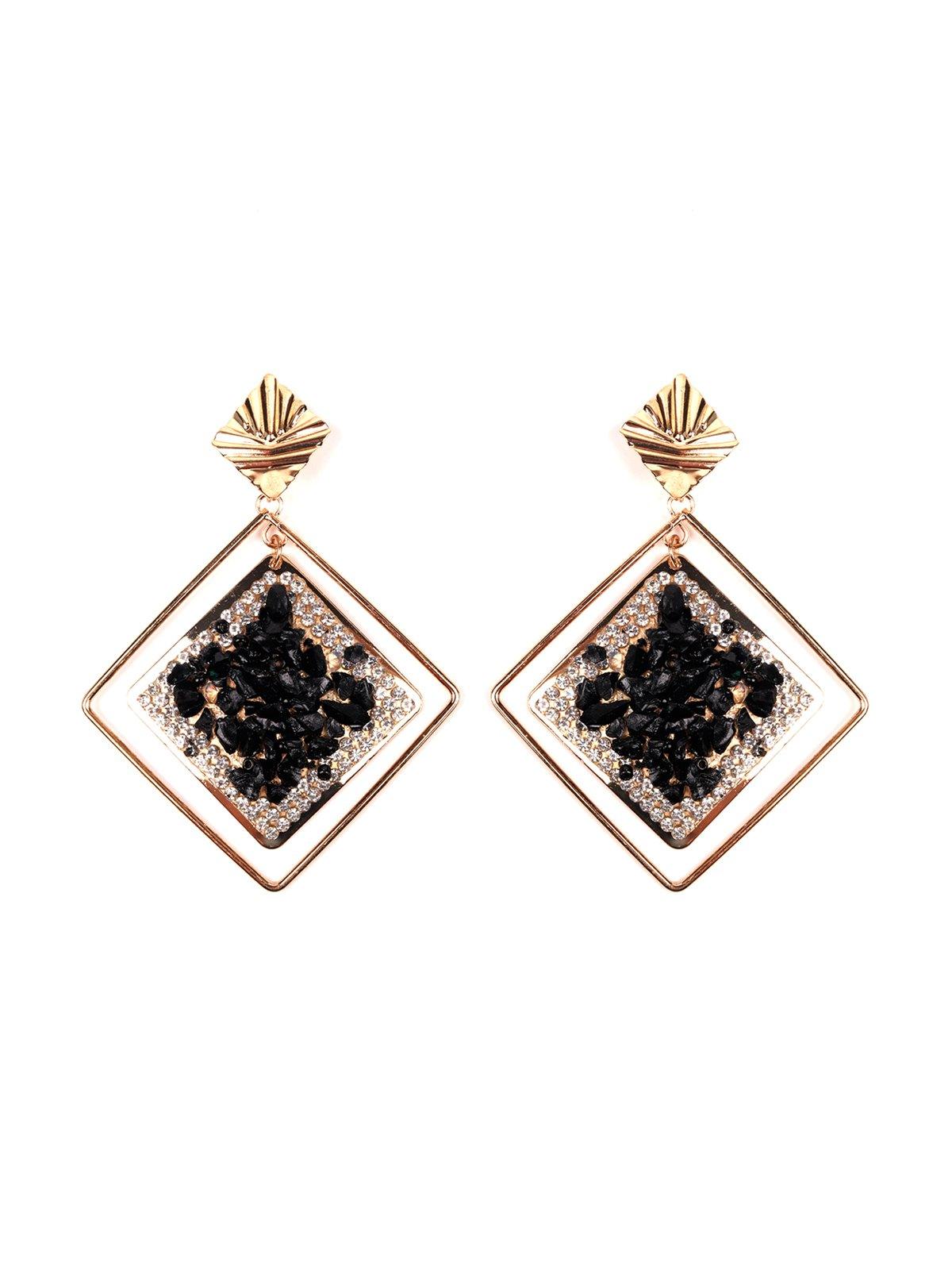 Women's Gorgeous Black Diamond Frame Earring