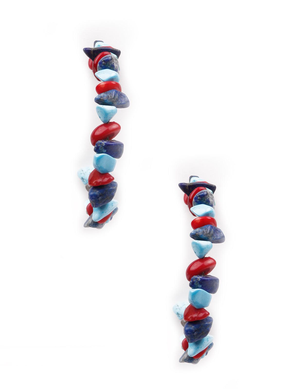 Women's Gorgeous Blue Hue Stone Hoop Earring