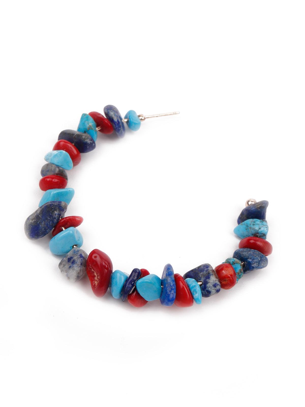 Women's Gorgeous Blue Hue Stone Hoop Earring