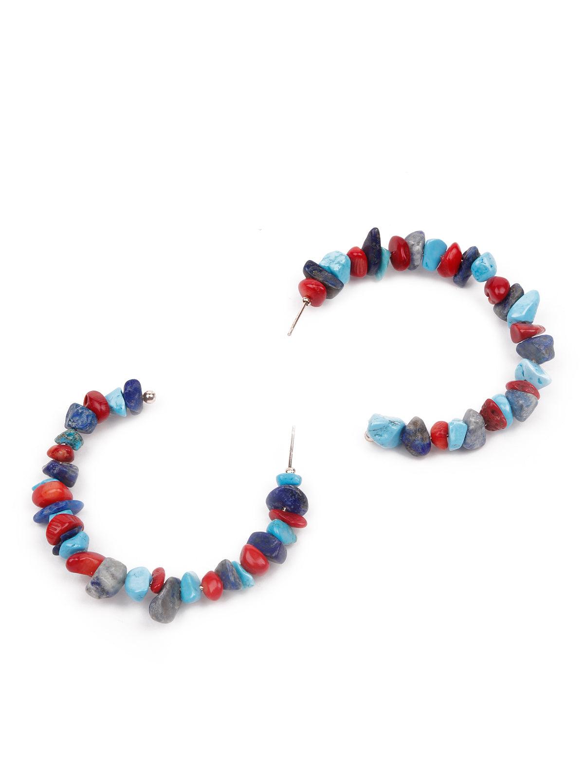 Women's Gorgeous Blue Hue Stone Hoop Earring