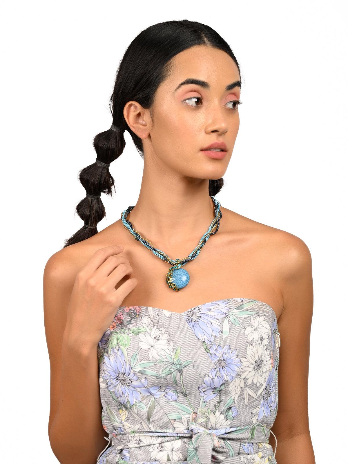 Women's Gorgeous Blue Pendant Necklac