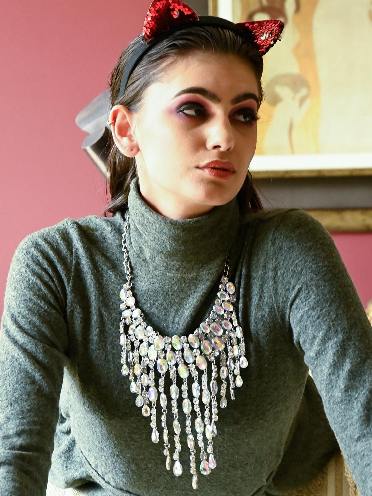 Women's Gorgeous Crystal Dropping Necklace Princess Necklac