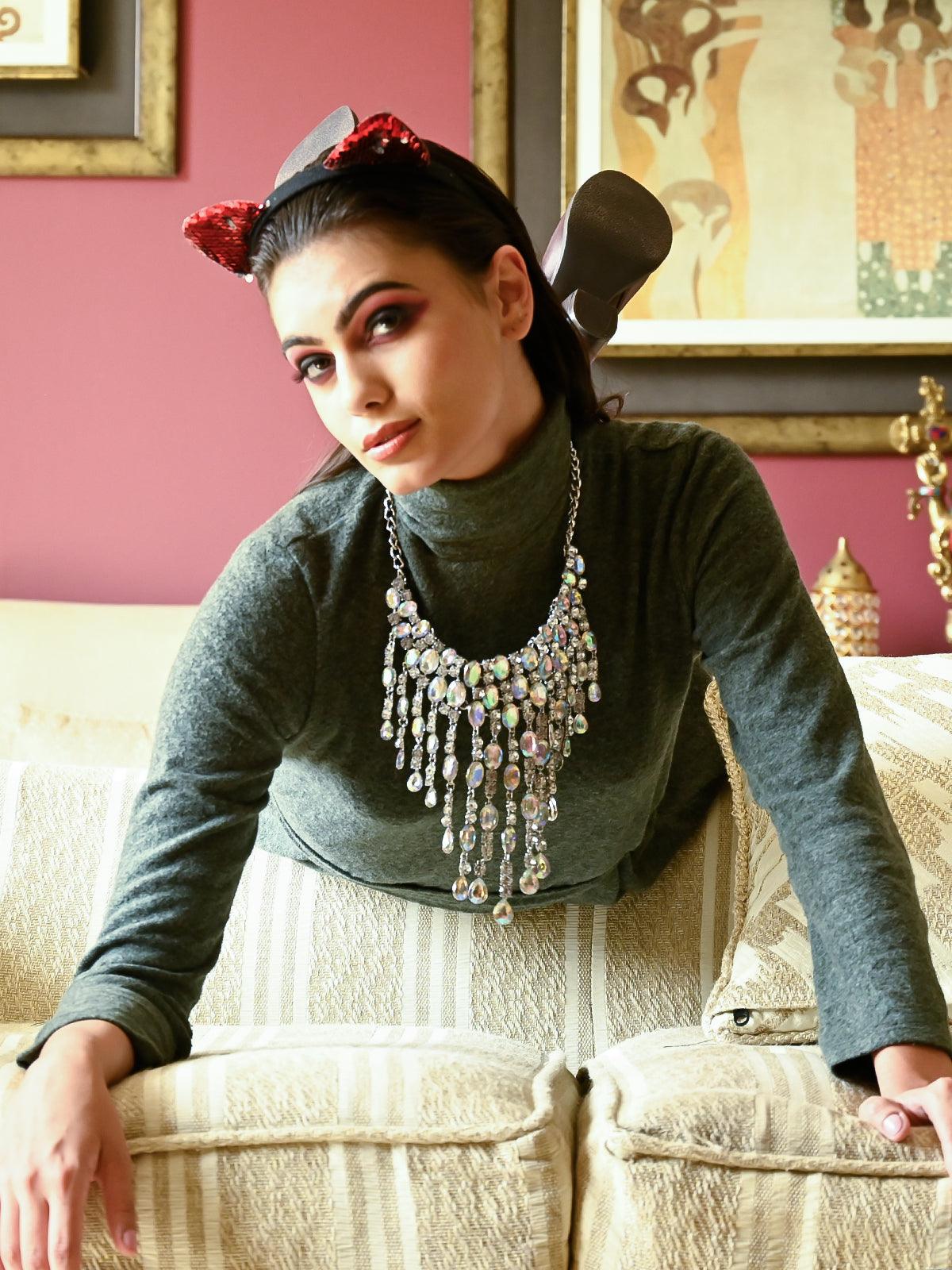 Women's Gorgeous Crystal Dropping Necklace Princess Necklac