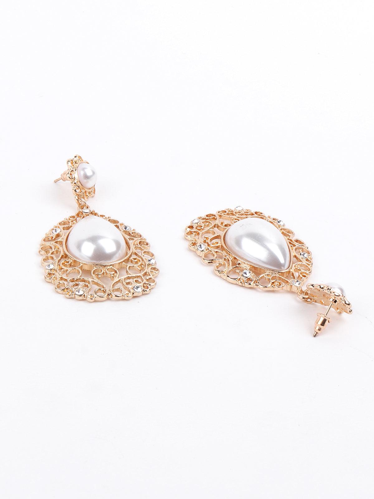 Women's Gorgeous Golden Textured Drop Earring