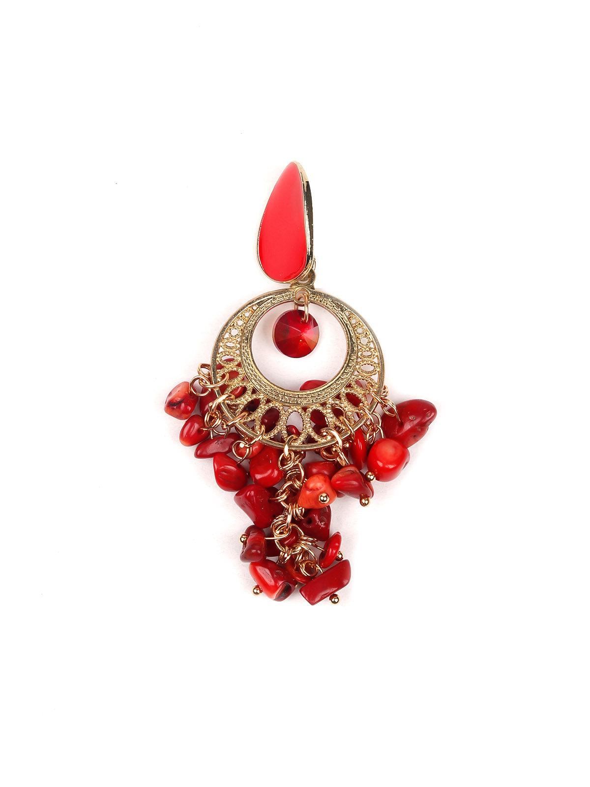 Women's Gorgeous Red Beaded Drop Earring