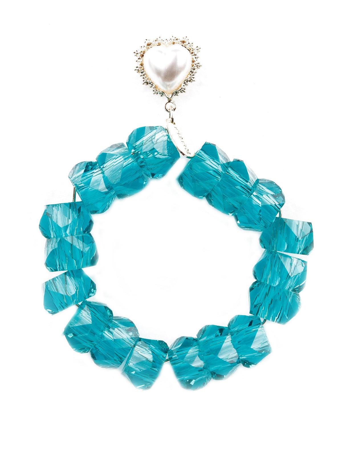 Women's Gorgeous Rounded Blue Beaded Earring