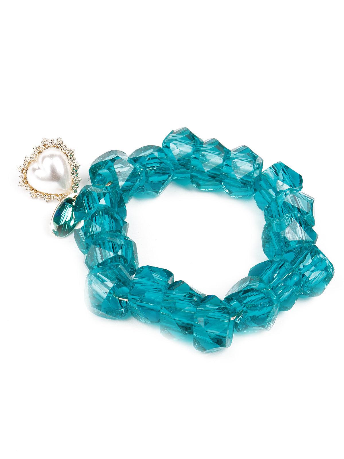 Women's Gorgeous Rounded Blue Beaded Earring