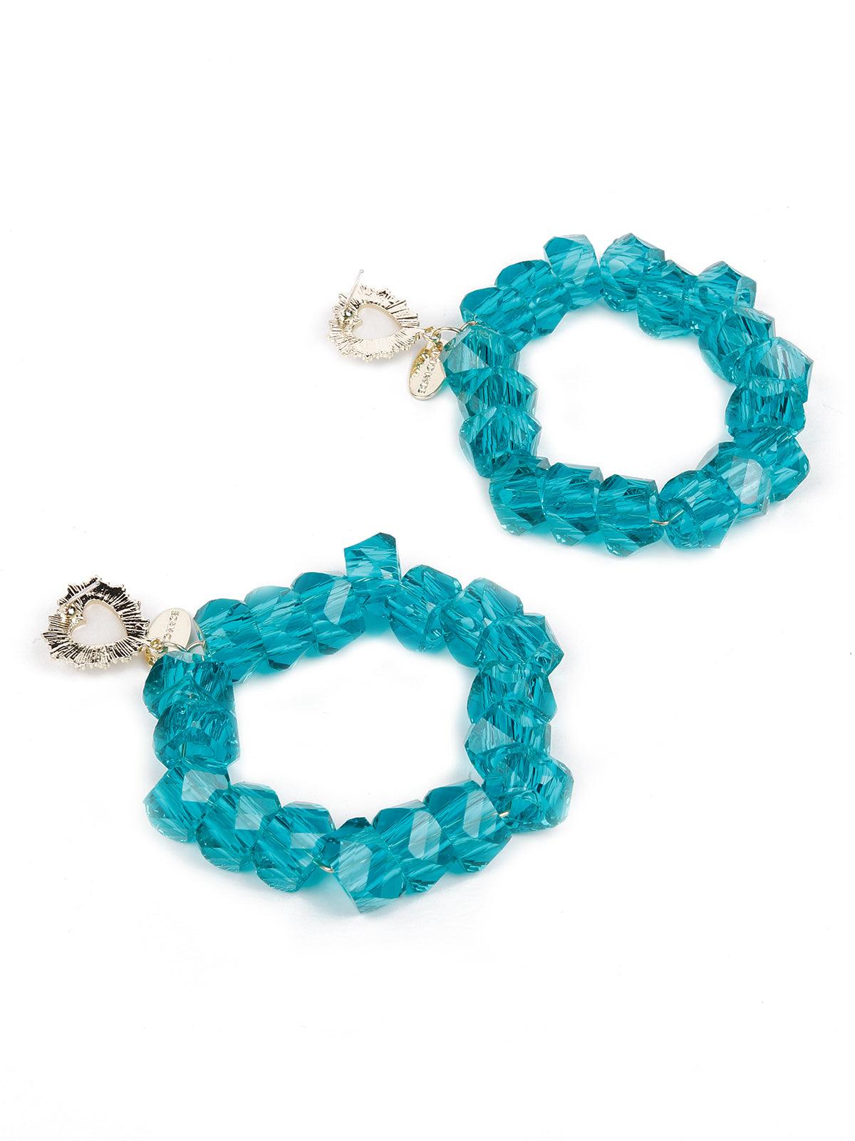 Women's Gorgeous Rounded Blue Beaded Earring
