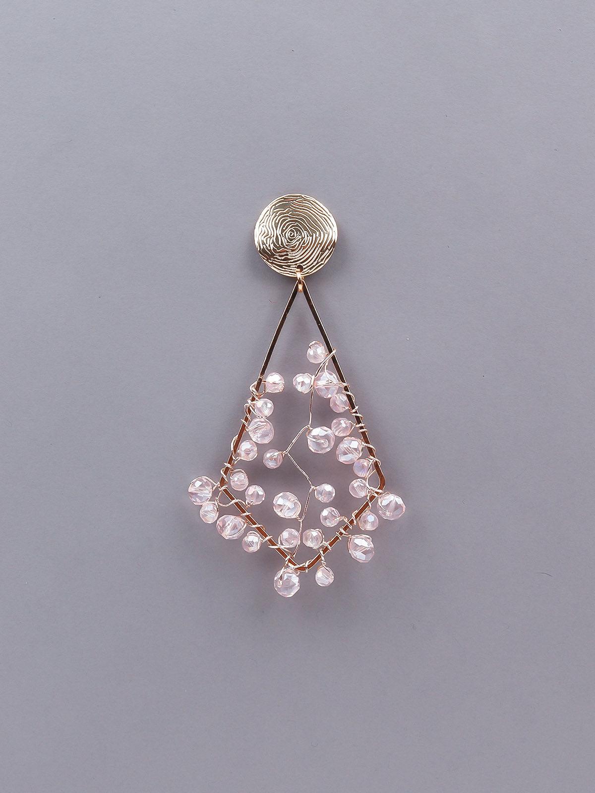 Women's Gorgeous Structure Light Pink Beaded Statement Earring