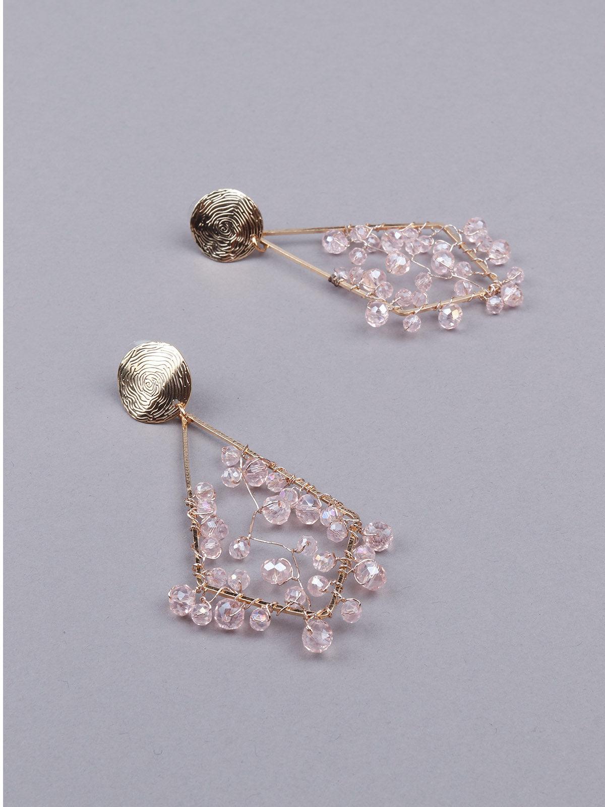 Women's Gorgeous Structure Light Pink Beaded Statement Earring