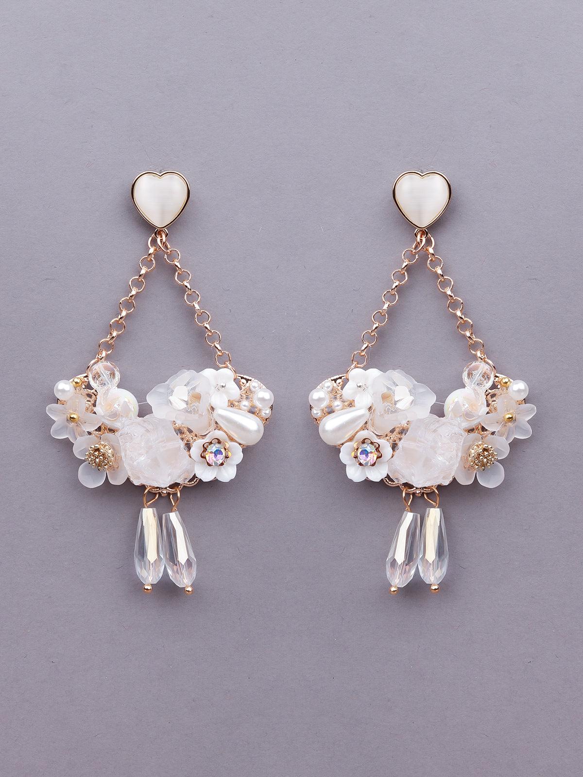 Women's Gorgeous White Floral Drop Earring