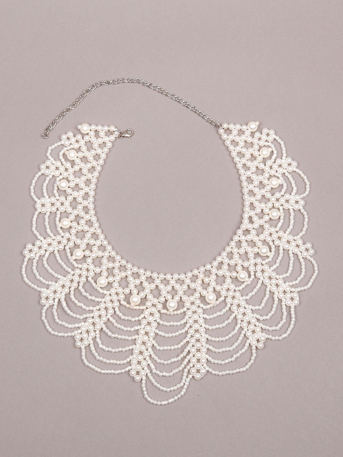 Women's Gorgeous White Pearl Choker Necklac