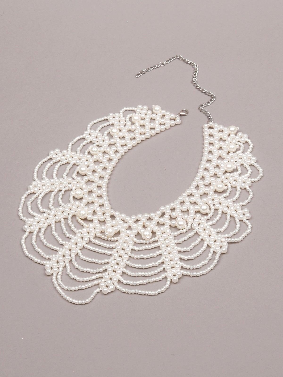 Women's Gorgeous White Pearl Choker Necklac