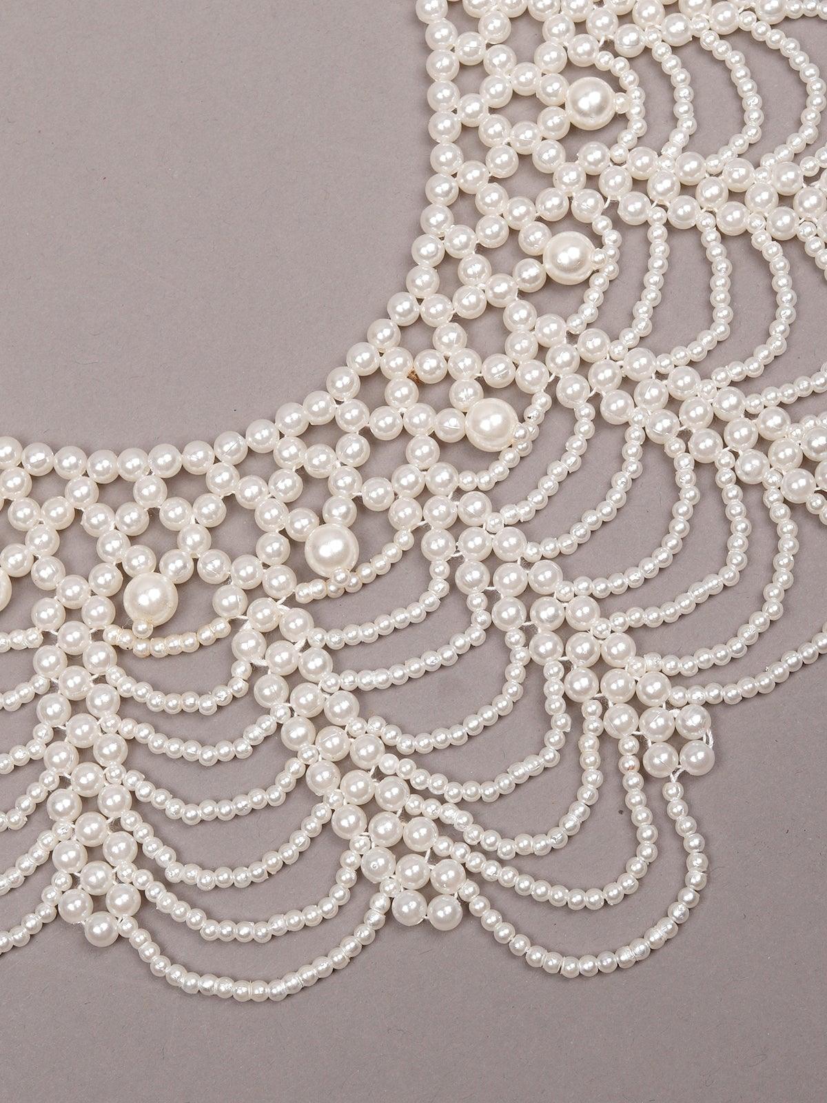 Women's Gorgeous White Pearl Choker Necklac