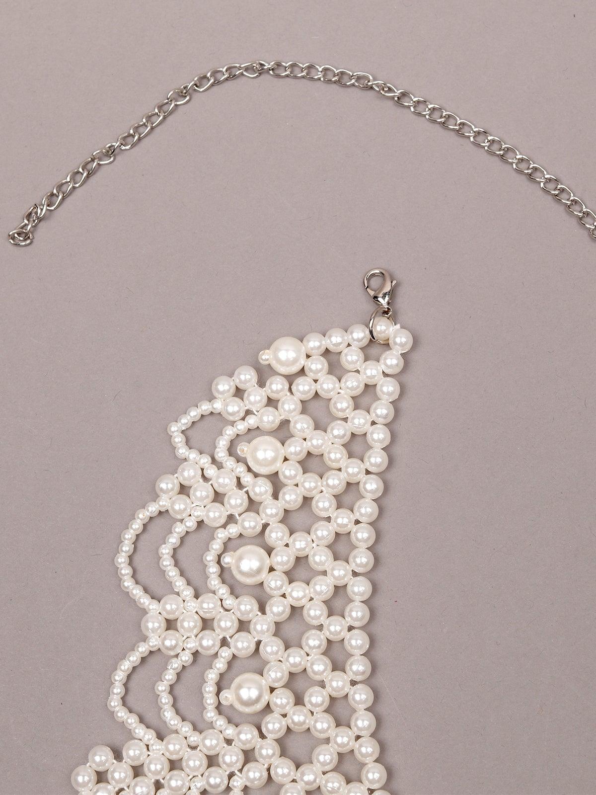 Women's Gorgeous White Pearl Choker Necklac