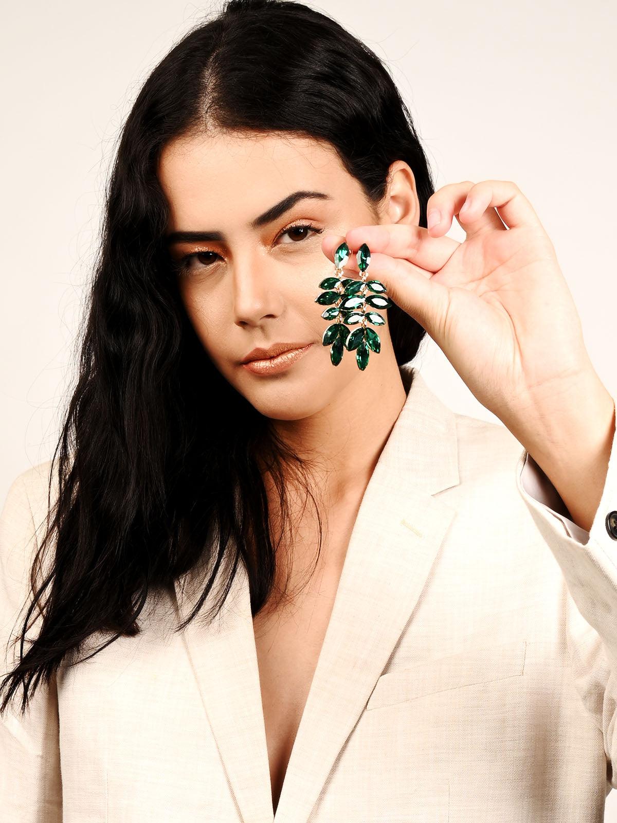 Women's Green Autumn Crystal Earring