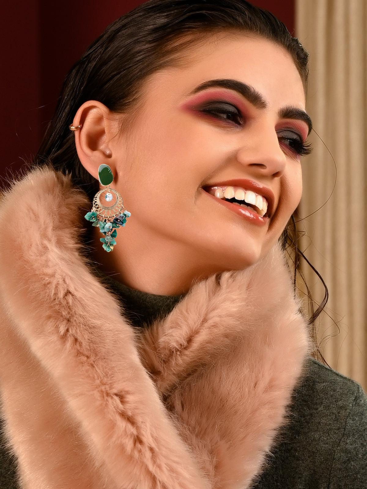 Women's Green Clustered Earring