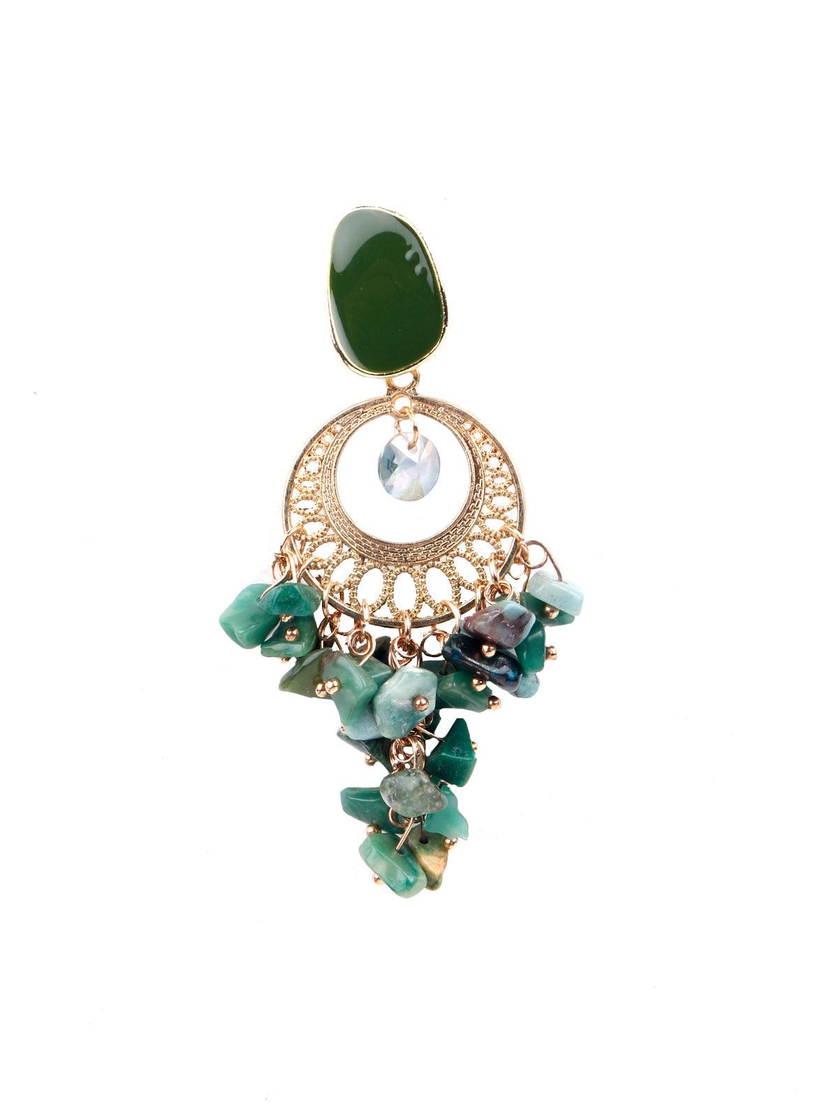 Women's Green Clustered Earring