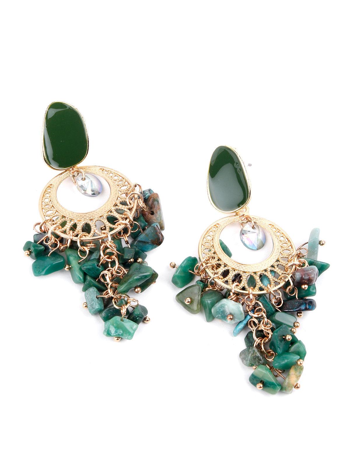 Women's Green Clustered Earring