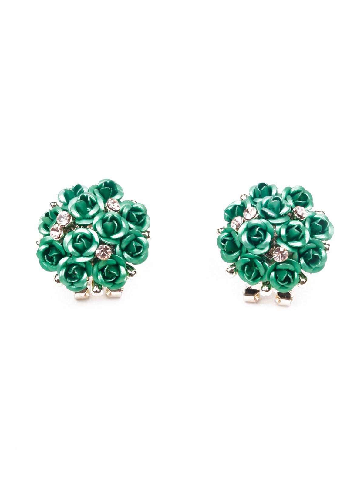 Women's Green Floral Pendant Necklace Se