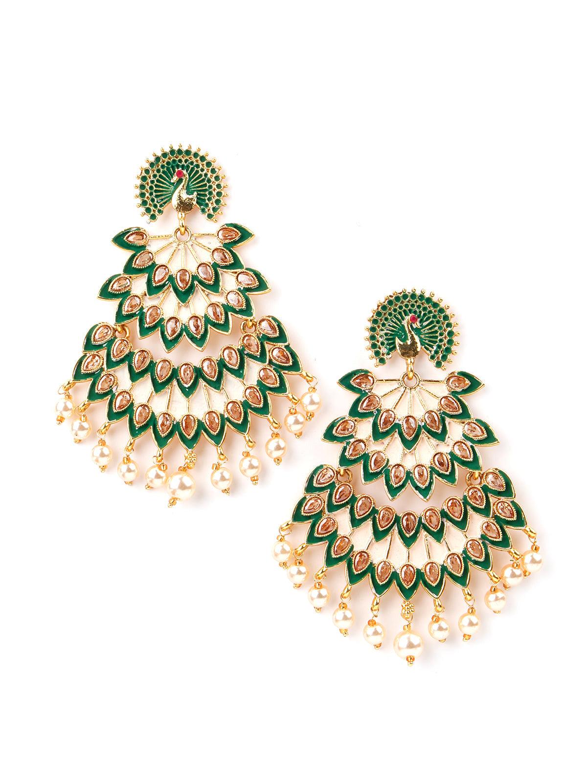 Women's Green Leafy Lovely Dangle Earrings