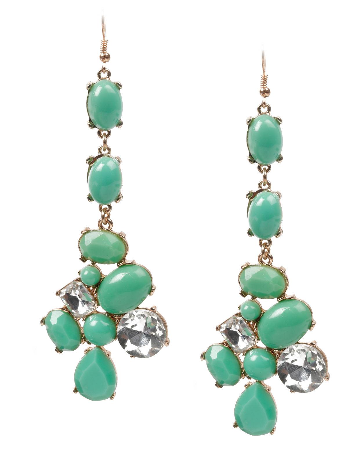 Women's Green Stone Hook Earrin