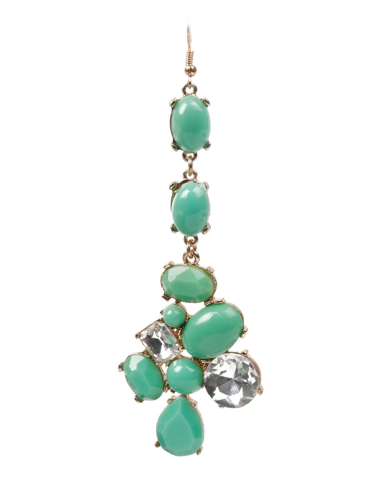 Women's Green Stone Hook Earrin