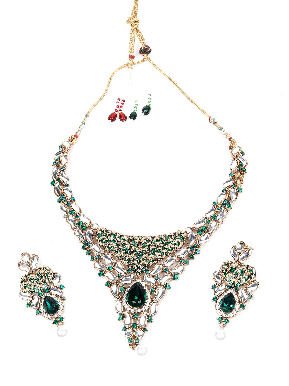 Women's Green Stones And Kundan Se