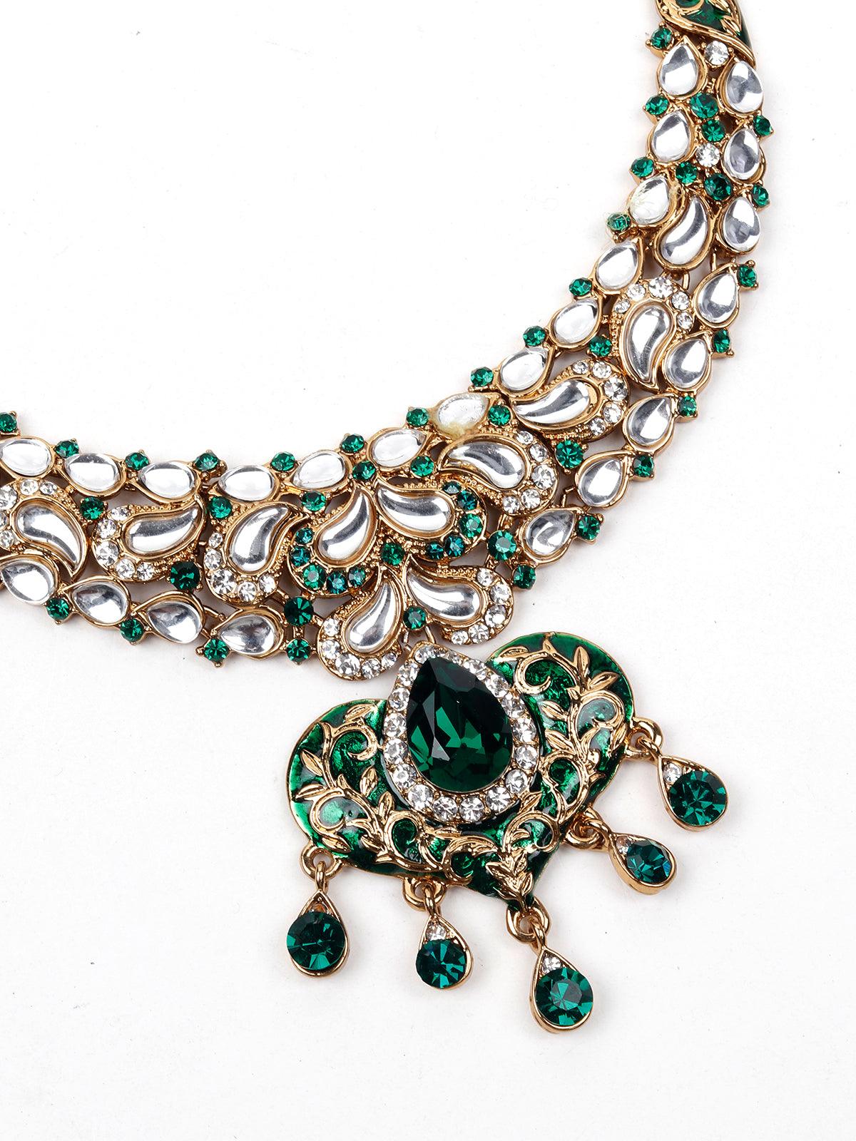 Women's Green Stones And Kundan Se