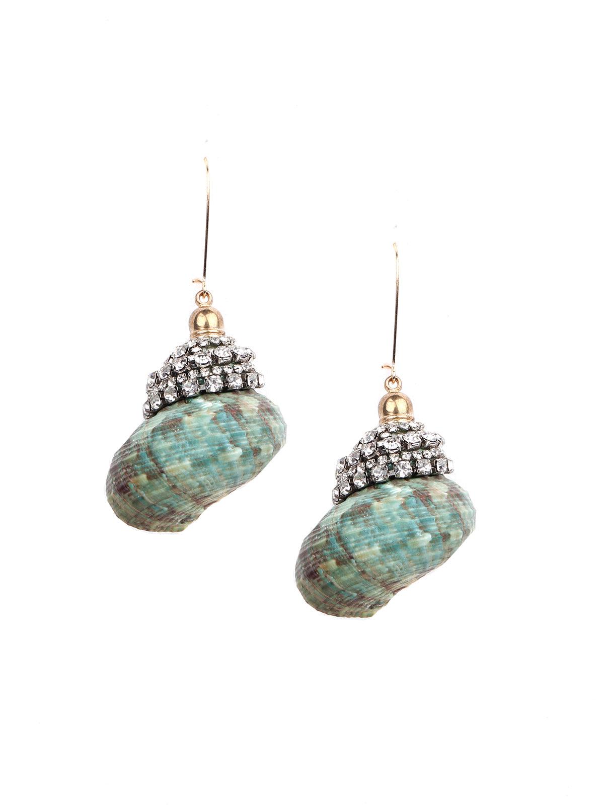 Women's Green Textured Studded Earring